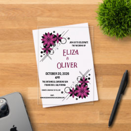 Invitaciones Acrílicas Minimalista elegante lujo moderno floral Borgoña