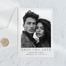 Invitaciones Acrílicas Minimalista Foto Boda Moderna Guardar la Fecha