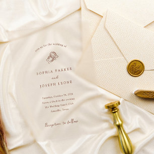 Invitaciones Acrílicas Minimalista Herradura Boda Rústica Marrón