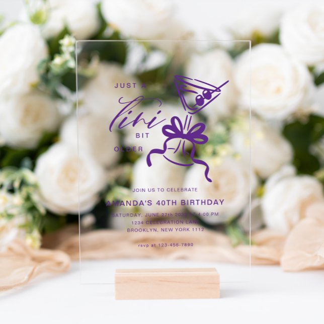 Invitaciones Acrílicas Minimalista Martini Chic Violeta Cumpleaños  (Subido por el creador)