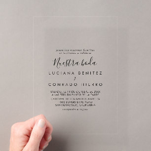 Invitaciones Acrílicas Minimalista Nuestra Boda Boda