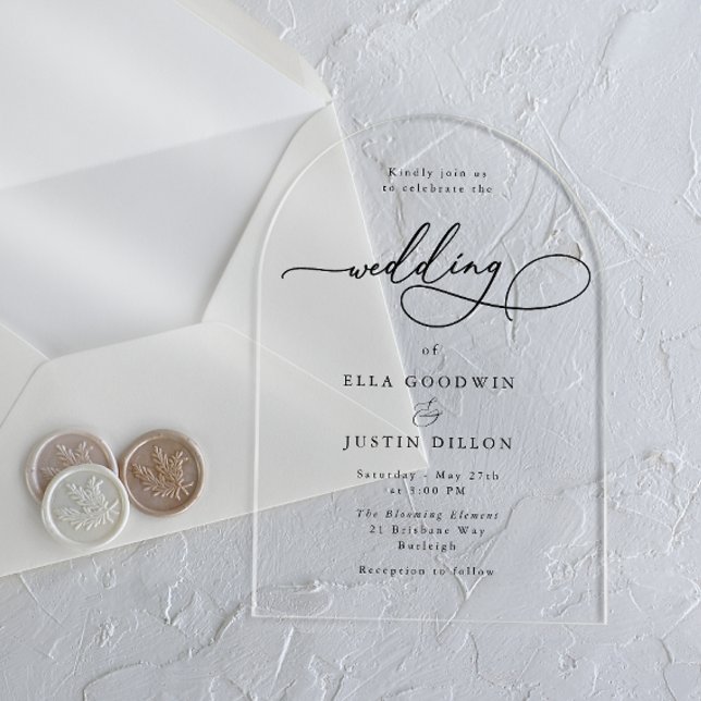 Invitaciones Acrílicas Minimalista Simple Moderno Script (Subido por el creador)