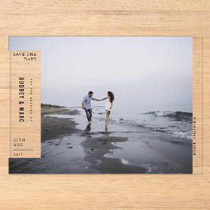 Invitaciones Acrílicas Minimalista vanguardia foto boda guardar la fecha