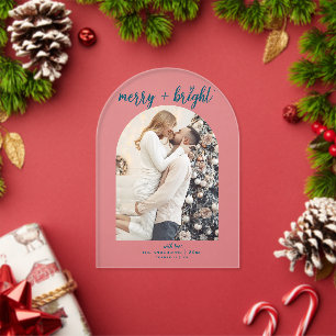 Invitaciones Acrílicas Mínimo Arco de Navidad Alegre y Brillante Foto Mod