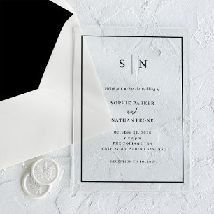 Invitaciones Acrílicas Mínimo y Chic   Boda con borde negro
