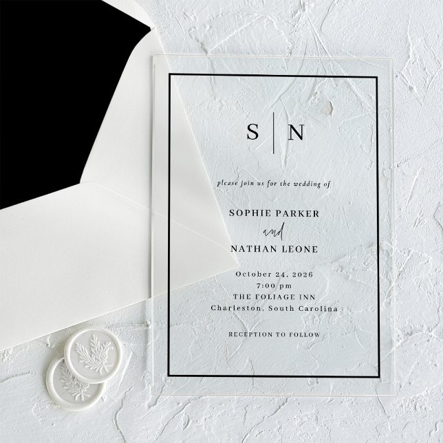 Invitaciones Acrílicas Mínimo y Chic | Boda con borde negro (Subido por el creador)