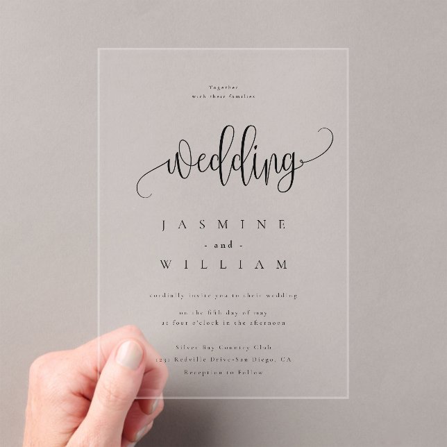 Invitaciones Acrílicas Mínimo y Moda | Boda rojo magenta (Insitu (portátil))