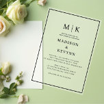 Invitaciones Acrílicas Mínimo y Moda simple | BODA<br><div class="desc">Esta elegante y moderna ducha de boda o de novias presenta un sencillo diseño en blanco y negro que desprende un estilo minimalista. Añada sus iniciales o su monograma para hacerlas completamente propias.</div>