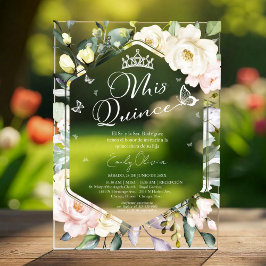 Invitaciones Acrílicas Mis Quince | Floral de mariposa Quinceañera Españo