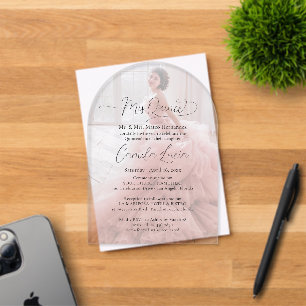 Invitaciones Acrílicas Mis Quince Superposición de Foto Chic Moderno Quin
