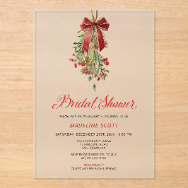 Invitaciones Acrílicas Mistletoe Christmas Winter Bridal Shower