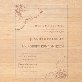 Invitaciones Acrílicas Mocha Mousse Clematis Boda formal botánico