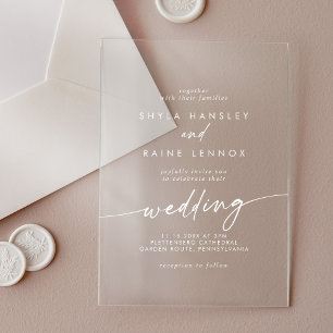 Invitaciones Acrílicas Moda Boho Boda simple ruso transparente blanco