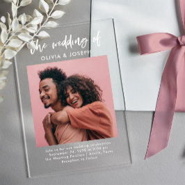 Invitaciones Acrílicas Moda de escritura y foto casual | Boda