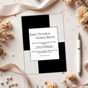 Invitaciones Acrílicas Moda Elegante Boda Moderno Blanco Y Negro