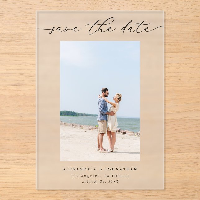 Invitaciones Acrílicas Moda Estilo Mod Photo Save the Date 3 (Anverso)