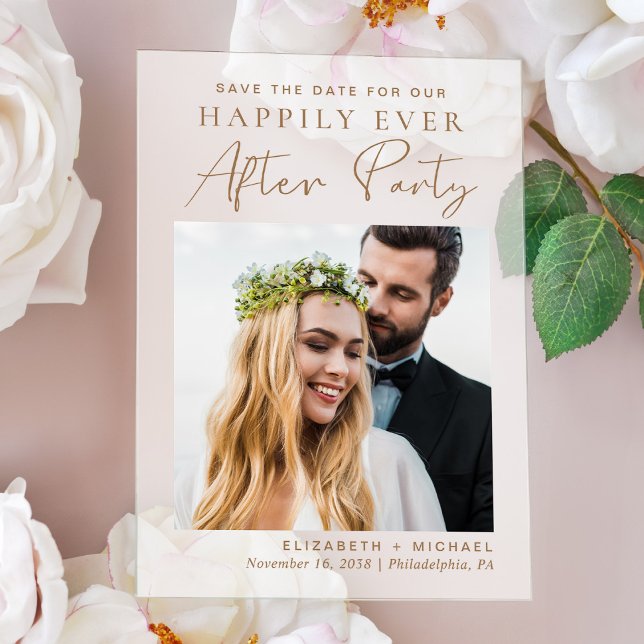 Invitaciones Acrílicas Moda Foto Recepción De Boda De Oro Guardar La Fech (Make your day unforgettable with stunning acrylic save the dates—modern, elegant, unique!)