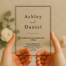 Invitaciones Acrílicas Moda Mínima Boda Elegante En Blanco Y Negro