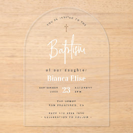 Invitaciones Acrílicas Moda moderna bautismo de bebé