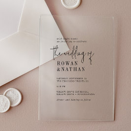 Invitaciones Acrílicas Moda moderna Boda de Boho simple negro mínimo