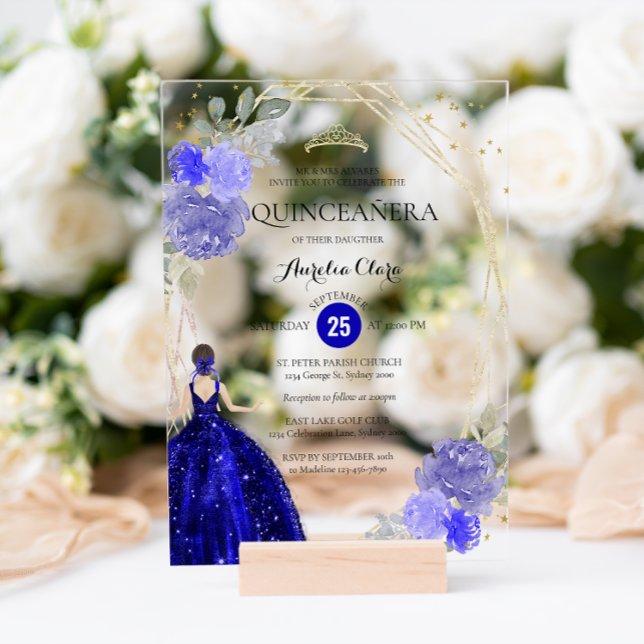 Invitaciones Acrílicas Moda Royal Floral Geométrica Quinceañera (Subido por el creador)