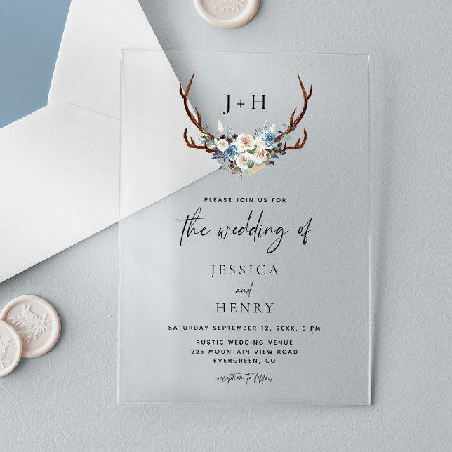 Invitaciones Acrílicas Moda Rústico Boda de Antillas Florales (Subido por el creador)