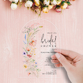 Invitaciones Acrílicas Moda Wildflower Bridal Shower Arch-Top