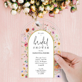 Invitaciones Acrílicas Moda Wildflower Bridal Shower Arch-Top