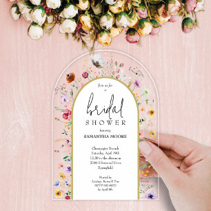 Invitaciones Acrílicas Moda Wildflower Bridal Shower Arch-Top