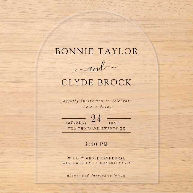 Invitaciones Acrílicas Modern Acrylic Arch Wedding Invitation Suite (Anverso)