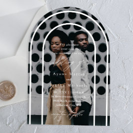 Invitaciones Acrílicas Modern Arch Elegant Photo Boda