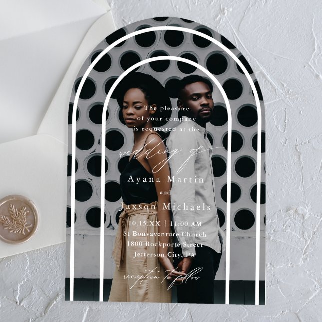Invitaciones Acrílicas Modern Arch Elegant Photo Boda (Subido por el creador)