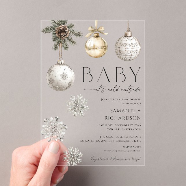 Invitaciones Acrílicas Modern Baby it's cold outside gender neutral (Insitu (portátil))