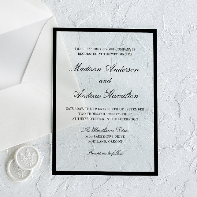 Invitaciones Acrílicas Modern Black Border Wedding (Subido por el creador)