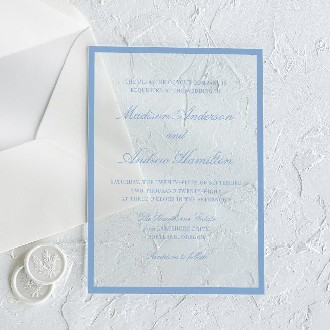 Invitaciones Acrílicas Modern Blue Border Wedding (Subido por el creador)