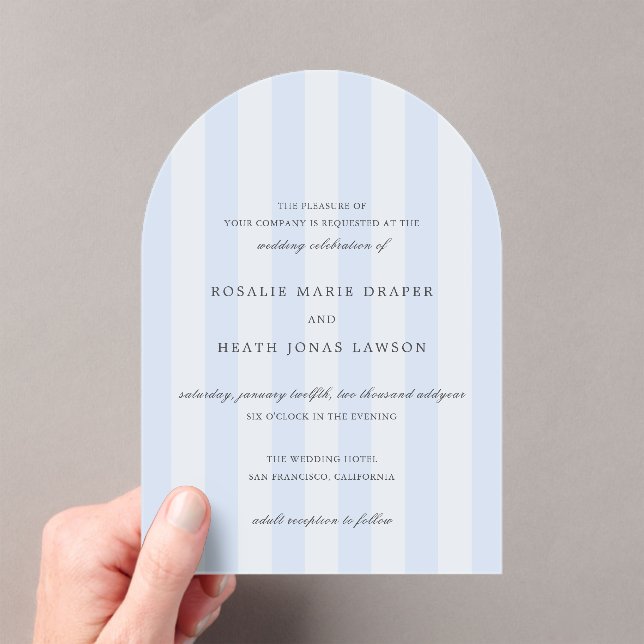 Invitaciones Acrílicas Modern Blue Stripes Elegant Wedding (Insitu (portátil))