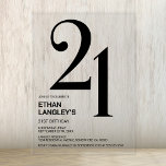 Invitaciones Acrílicas Modern Bold Black Text 21st Birthday Fiesta<br><div class="desc">Invite a sus amigos y seres queridos con esta moderna invitación de acrílico cumpleaños número 21. El área de texto de personalizable de esta plantilla de invitación le permite incluir sin esfuerzo todos los detalles necesarios para su celebración especial de cumpleaños, incluyendo la fecha, hora, lugar e información de RSVP....</div>