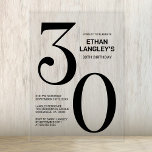 Invitaciones Acrílicas Modern Bold Black Text 30th Birthday Fiesta<br><div class="desc">Invite a sus amigos y seres queridos con esta moderna invitación de acrílico cumpleaños número 30. El área de texto de personalizable de esta plantilla de invitación le permite incluir sin esfuerzo todos los detalles necesarios para su celebración especial de cumpleaños, incluyendo la fecha, hora, lugar e información de RSVP....</div>