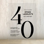 Invitaciones Acrílicas Modern Bold Black Text 40th Birthday Fiesta<br><div class="desc">Invite a sus amigos y seres queridos con esta moderna invitación de acrílico cumpleaños número 40. El área de texto de personalizable de esta plantilla de invitación le permite incluir sin esfuerzo todos los detalles necesarios para su celebración especial de cumpleaños, incluyendo la fecha, hora, lugar e información de RSVP....</div>