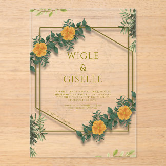 Invitaciones Acrílicas Modern Botanical Acrylic Wedding Invitation