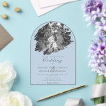 Invitaciones Acrílicas Modern Brushstroke Photo | Blue Wedding<br><div class="desc">Set the tone for your celebration with this stunning Blue Modern Brushstroke Arched Acrylic Wedding Invitation, a contemporary piece of modern wedding stationery that beautifully combines clarity and style. Featuring your couple’s photo framed in a soft brushstroke frame, this invitation is printed on luxe, arched acrylic—a perfect fusion of form...</div>