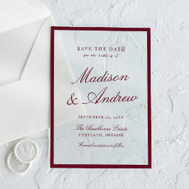 Invitaciones Acrílicas Modern Burgundy Border Wedding Save the Date
