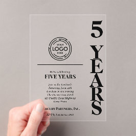Invitaciones Acrílicas Modern Business 5 Year Anniversary Logo