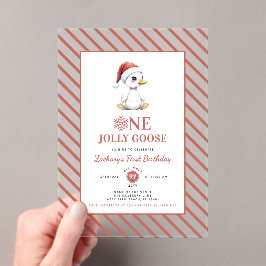 Invitaciones Acrílicas Modern Christmas First Birthday One Jolly Goose