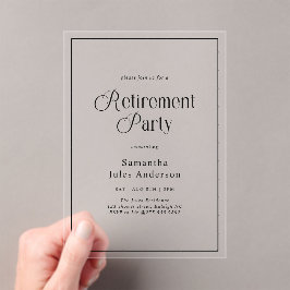 Invitaciones Acrílicas Modern Elegant Script Retirement Party 