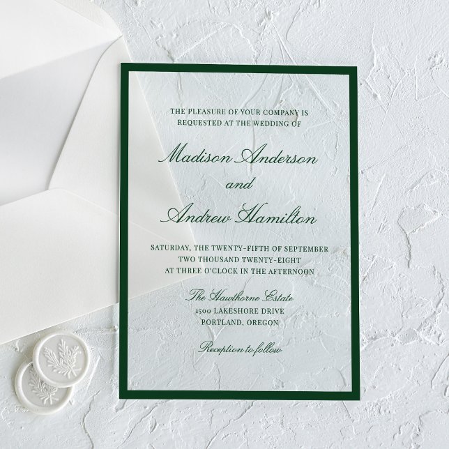 Invitaciones Acrílicas Modern Green Border Wedding (Subido por el creador)