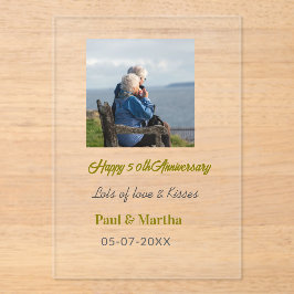 Invitaciones Acrílicas Modern happy 50th anniversary add name date photo