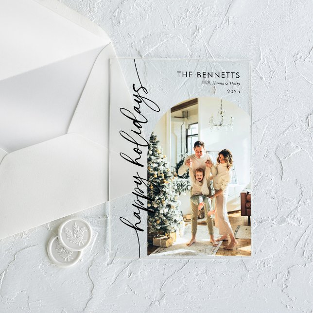 Invitaciones Acrílicas Modern Happy Holidays Photo Holiday Card (Subido por el creador)