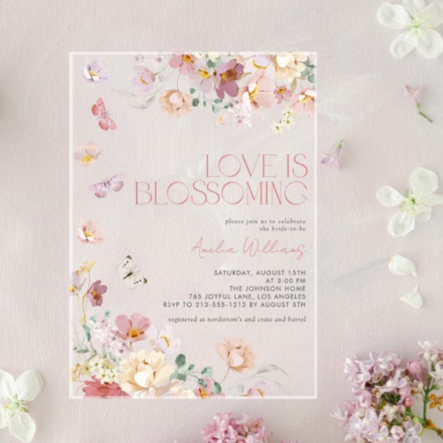 Invitaciones Acrílicas Modern Love is Blossoming Pink Bridal Shower (Subido por el creador)