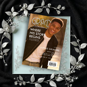 Invitaciones Acrílicas Modern Magazine Editorial Graduate Photo TMF26